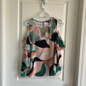 Melanie Lyne cold shoulder sheer blouse size 10